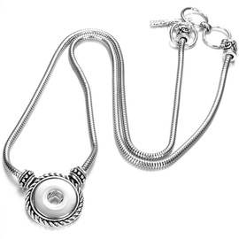 Snap Jewelry Set - 4 Snap Charms, 1 Silver 20 inch Adjustable Necklace Bundle, Fits 18MM 20MM Ginger Charm Buttons