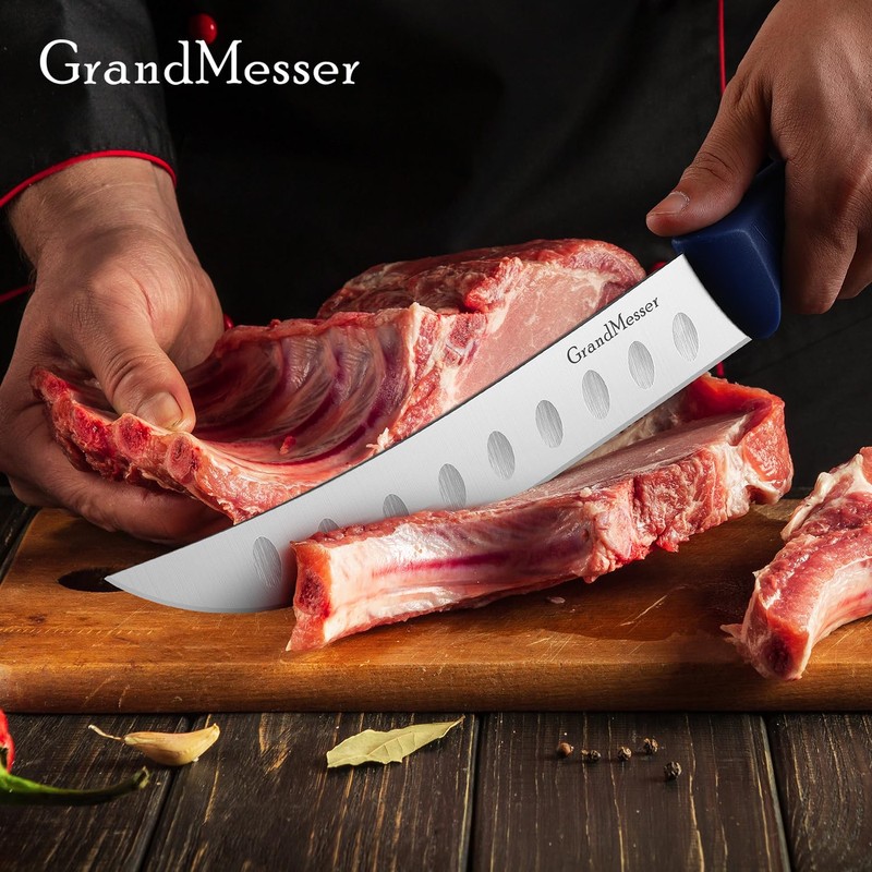GrandMesser Butcher Knife for Meat Cutting, Curved Cimeter Knife 9