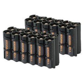 Storacell AA-12 Battery Storage Caddy and Dispenser (Pack of 2), Black, Holds 12 AA Batteries (Not Included), Durable & Compact Design, The Original Battery Caddy, Made in The USA