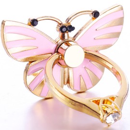 4 Pack Phone Ring Stand, Diamond Bling Butterfly Cell Phone Kickstand Grip, 360 Rotation Universal Multi Angle Metal Phone Ring Holder (2 Butterfly, 2 Swan, 1 Strip)