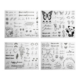 Bojueshaw Mini Herb Temporary Tattoo Sticker, Realistic Waterproof Arm Tattoos Flower Leaf for DIY Body Art, Cartoon and Letter Patterns