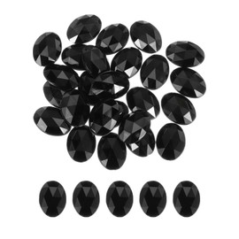 MECCANIXITY 25Pcs Acrylic Oval Gems 18x25 mm Flat Back Artificial Rhinestones for DIY Crafts Bead Wedding Party Face Painting Jewelry Making Black