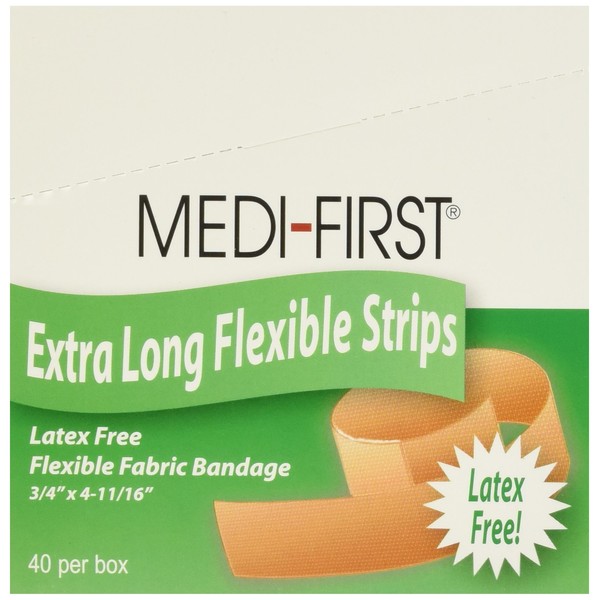 Medique 62178 Medi-First Latex Free Woven Bandages, Extra Long, 3/4-Inch X 4-11/16-Inch, 40-Per Box