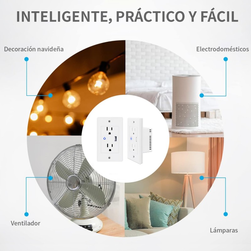 NOVAKA Contacto Duplex, Enchufe Inteligente con Conexión Wifi, Enchufes Contacto
