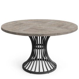 Tribesigns Round Dining Table for 4-6 People, 47-Inch Farmhouse Dinning Room Circle Kitchen Table, Industrial Dinner Tablesize: 47.2"D x 47.2"W x 29.5"H, color: Grey