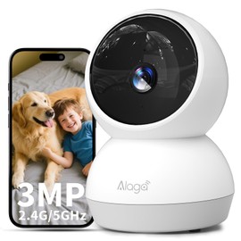 Alaga 2K Indoor Camera with AI Detection for Humans & Animals, 360° Pan/Tilt, 2.4/5GHz WiFi, Night Vision, 2-Way Audio, Alexa & Google Compatible (3 Months Cloud)