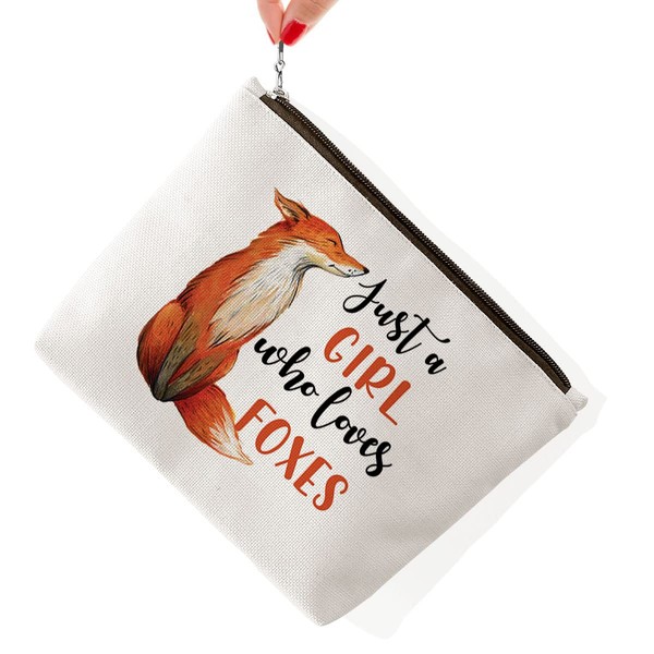 BiuNiuring Fox Cosmetic Bag Gift for Women, Fox Gifts for Fox Lovers, Fox Makeup Bag Gift, Who Loves Foxes Cosmetic Bag