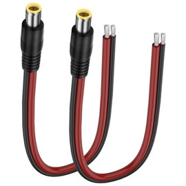 XMSJSIY DC7.9x0.9mm 8mm Power Pigtails Cable 14AWG DC7909 Male Plug to Bare Wire Open End Repair Wire Power Supply Barrel Connector Pigtail for Solar Laptop - 30CM/0.98FT 2PCS (DC Male)