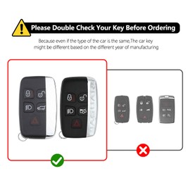 2PCS Range Rover Key Cover for Land Rover Evoque Velar Vogue Jaguar XF XJ XJL XEL F-Pace Discovery, 5 Button Key Fob Case Protection Cover