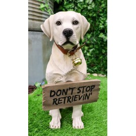 Ebros Gift Yellow Labrador Retriever Welcome Sign Statue 13.25" H Garden Decor