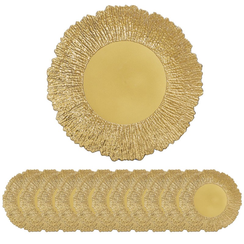 Coloch Set of 12 Plastic Charger Plates, 13" Reusable Reef
