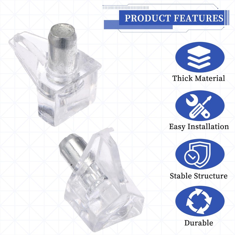 50pcs 3/16 Inch Shelf Support Pegs,Clear Plastic 5mm Shelf Pins,Shelf