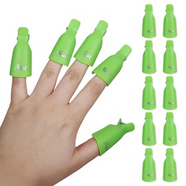 Pana 10pcs Reusable Acrylic Nail Soak Treatment UV Gel Polish Remover Clip Cap Manicure Tool (Green Color)