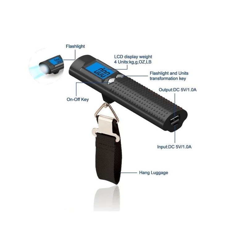 Electrons Rechargeable Digital Luggage Scale - 2600mAh Portable Charger &