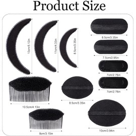 11Pcs Volume Hair Accessory Bases Set,Bump It Up Inserts, Styling Tools, Combs & Clips for Women, Sponge Hair Bun Updo DIY Hairstyles for Effortless Volume & Stylish Looks