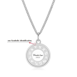 Panda Eyes Aries Zodiac Necklace for Women Sterling Silver 12 Constellations Horoscope Pendant Zodiac with Birthstone Zirconia Anniversary Jewelry