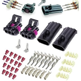 2-Pack (3-Way) Connector Metri-Pack 150 Series Sealed (3-PIN) 16 V & 14 amps, w/16 18 AWG