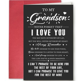 SuperShunhu Heartfelt Poem Love You Card for Grandson, Inspirational Birthday Card from Grandparents, Funny Graduation Gifts for Grandson, Never Forget That I Love You