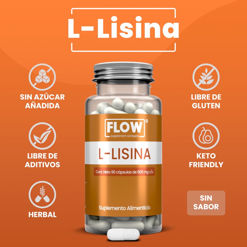 L-Lisina 500 mg - 90 Cápsulas - Flow Supplements