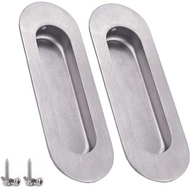NewZC 2 Pieces Inset Sliding Door Handle Stainless Steel Hidden Door Handles Silver Recessed Door Handles Rectangular Flush Pull Handle for Dresser Closet Wardrobe Cupboard Barn Door with Screw