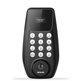 DESLOC C100 Keyless Entry Door Lock with Display,Keypad Deadbolt with Screen, Auto Lock, 100 PIN Codes, Passage Mode, IP54 Waterproof, 12 Months Battery, BHMA Grade 3-Black