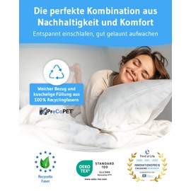 Verda Pillow 60 x 70 cm, 100% Sustainable & Made in Germany, Ergonomic Pillow 60 x 70 cm - Extra Soft & Large, Height Adjustable for Stomach, Back & Side Sleepers, Sleeping Pillow for Allergy