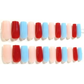 Press On Nail and Fingerless Glove Gift Set (Turquoise Red, Medium Square Press On Nails)