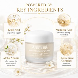 Ammuri Intense Brightening Cream with Exosome Technology - Kojic Acid, Alpha Arbutin, Glutathione & Niacinamide. Hydrating Face Moisturiser & Dark Spot Corrector with Mandelic Acid, 50g