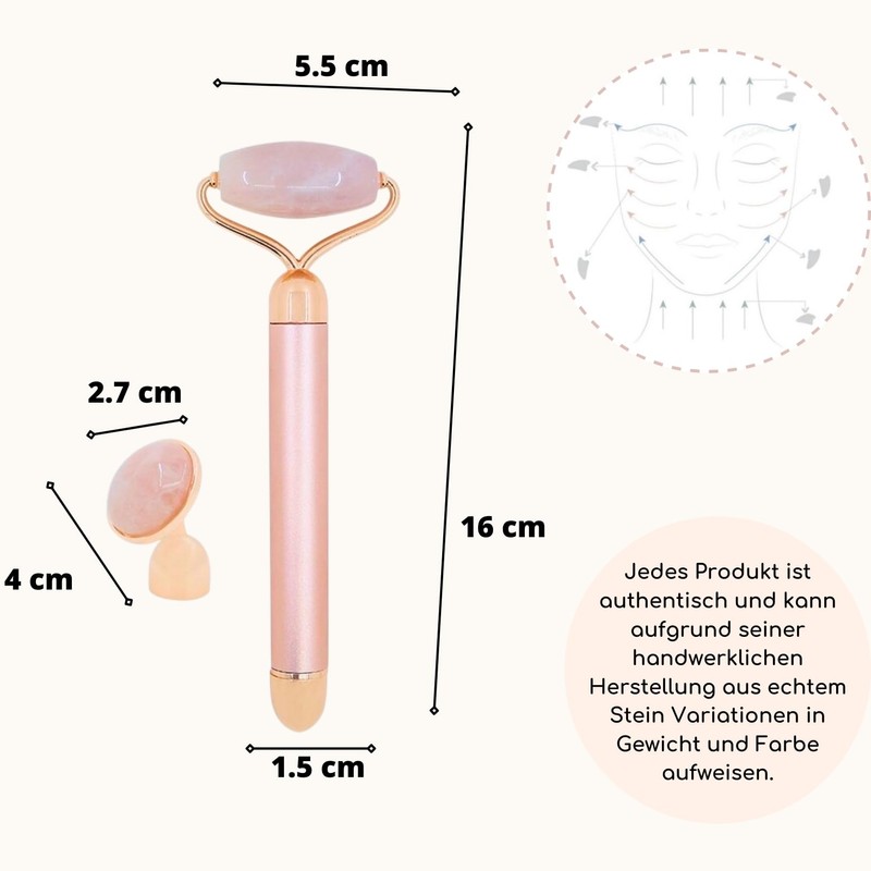 Masseur Face Roller Stone Quartz Electric Pink - Roller in