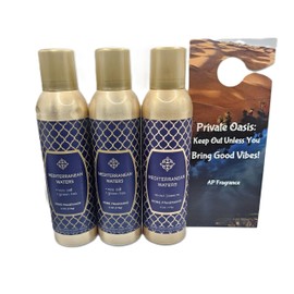 Room Fragrance Air Freshener Spray Concentrated Bathroom, Kitchen, Car, or Office Deodorizer, U.S.- Made by AP Fragrance. Meditarrenian waters scented (3x Meditarrenian waters)
