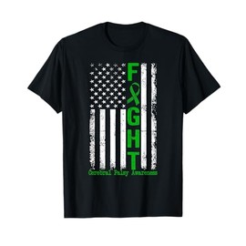 Fight - Cerebral Palsy Awareness Green ribbon American flag T-Shirt