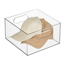 mDesign Deep Plastic Stackable Storage Organizer Container Bin, Hallway, Bedroom, Linen, Coat, and Entryway Closet Organization - Holds Clothing, Blankets, Accessories - Ligne Collection - Clear