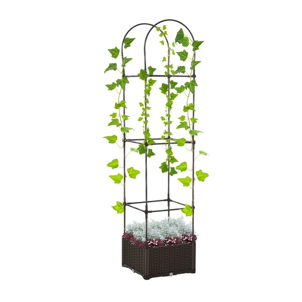 Outsunny 6' Garden Bed with Trellis Planter Box with Self-Watering