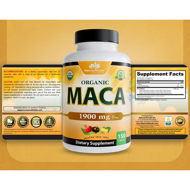 NaturaLife Labs Organic Maca Root – Black, Red & Yellow