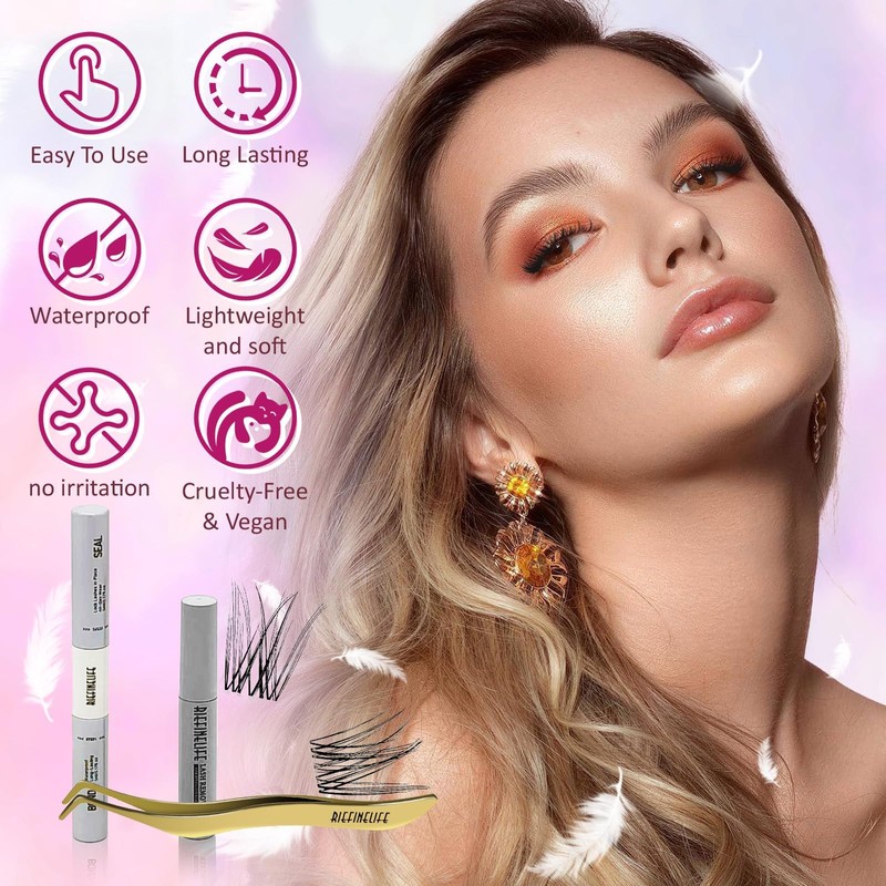 Lash Clusters Kit，Natural Eyelash Clusters Kit 8-18mm 180PCS Whispy DIY