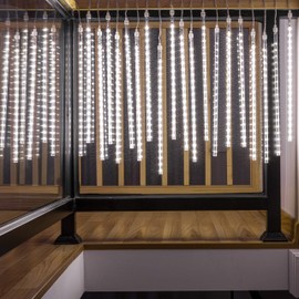 AWQ 360LED 10 Tubes Meteor Shower Lights Waterproof Falling Rain Drop Christmas Lights Plug in for Indoor & Outdoor Holiday Garden Tree Christmas Party Home Decor (White)