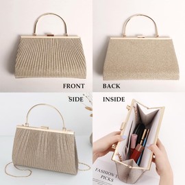 Pahajim Handbags Shoulder Bags Glitter Clutch Bags for Women Sparkly Evening Bags Sequin Bag for Wedding, Party, Date, Prom (Gold)