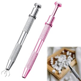KOZOY Piercing Ball Grabber, 2pcs Stainless Steel 4-Prong Claw Tweezers Piercing Ball Holder and Screw Removal Tool 11.8cm, Mini Handle Grabber for Jewelry Craft, Small Parts, Manicures