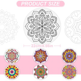 48 Pcs 8.66″ Diwali Gifts Fuzzy Mandala Coloring Pads Bulk Happy Diwali Craft Cardstock Tableware Indian Theme Decorations Lights Party for Home Festival Family Deepavali Kids Adults