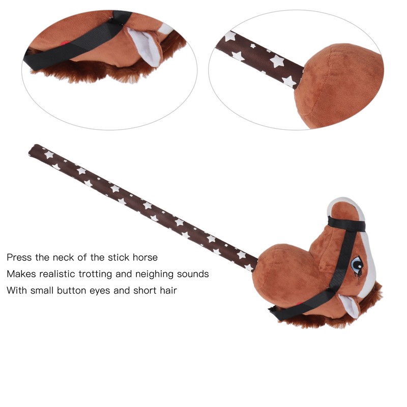 70cm Height Plush Horse Stick Toy Cute Expression 2 Sound