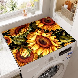 Payutou Sunflower Washer and Dryer Covers for the Top 23.62" x 19.68"Non-slip Dryer Top Protector Mat Dust-Proof Top Cover for Home Kitchen Laundry Room, Fits Most Washers or Dryers (Style4)