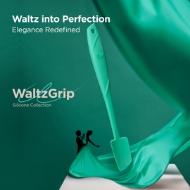 Kitchen Mama WaltzGrip Platinum Silicone Jar and Can Spatula Utensil Set: Heat-Resistant, Nonstick Scraper, Scooping, Perfect for Smoothies, Jam, Cream, Peanut Butter, Dishwasher Cooking Gadget (Teal)