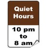 Quiet Hours 10 Pm to 8 Am Activity Sign Campground