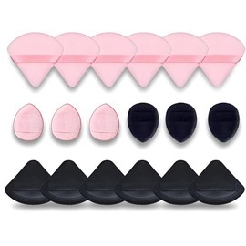 Lumbor37 Borlas para Maquillaje, Set de 18 Esponjas de Polvo Triangulares para Polvos Facial, Esponja de Maquillaje de Terciopelo Suave, Polvo Suelto de Base Cosmética Esponja de Belleza Herramientas de Maquillaje