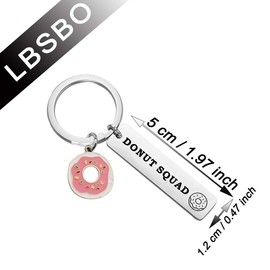 CENWA Donut Pun Gift Donut Squad Keychain Doughnut Birthday Gift Donut Party Gift Pink Donut Squad (Donut Squad Keychain)