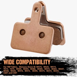 Zacro Bike Brake Pads, 2 Pairs Semi-Metalli Bicycle Disc Brake Pads Fit for Tektro Shimano TRP Br-M575 B01s Mt200 M525 M515 T615 T675 M505 M495 M486 M485, Mountain MTB Ebike Brake Pads Replacement