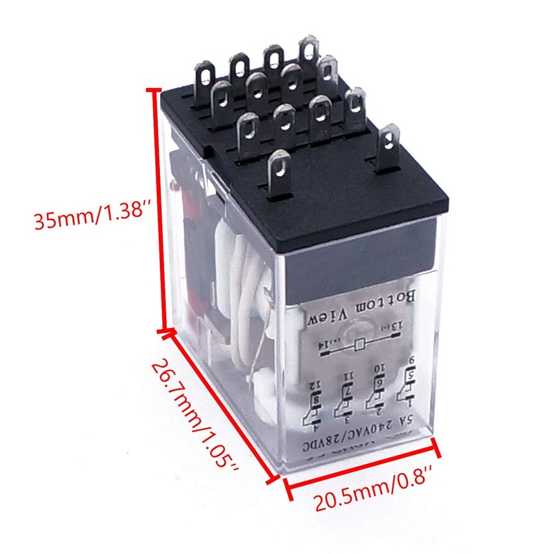 Taiss/AC 24V LED Indicator Electromagnetic Coil Relay 14 Pins 10A