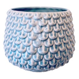 Bloomingville Stoneware Flower Pot Pinecone, Planter Cache Pot, Size M (5,25''), Sky Blue