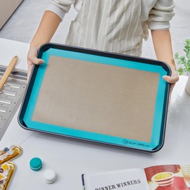 GUYDREMAT Silicone Baking Mat Set Half Sheet- 2PCs Premium Food Grade Reusable Non Stick Baking Mat for Baking Sheets - Heat Resistant Oven Mat for Fondant