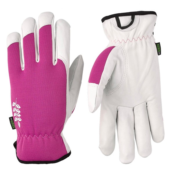 Hestra Garden Gloves: Womens Kobalt Leather Work Gloves, Fuchsia, 7